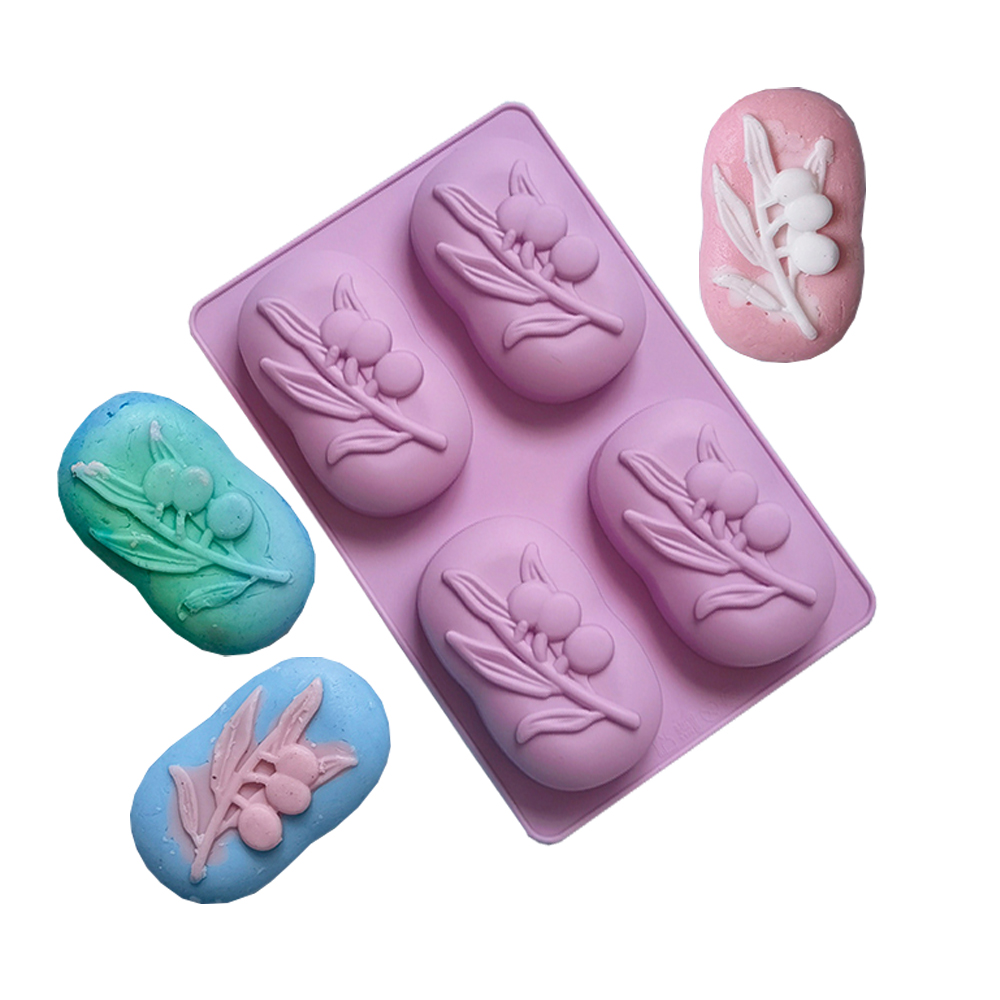 Candle Supplies Tins - 4 Cavities Oval Olive Tree Silicone