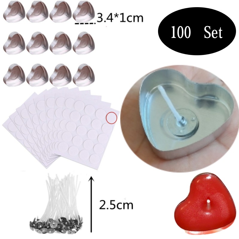 100 Sets Heart shaped Empty Al - Candle Supplies Tins recension och pris