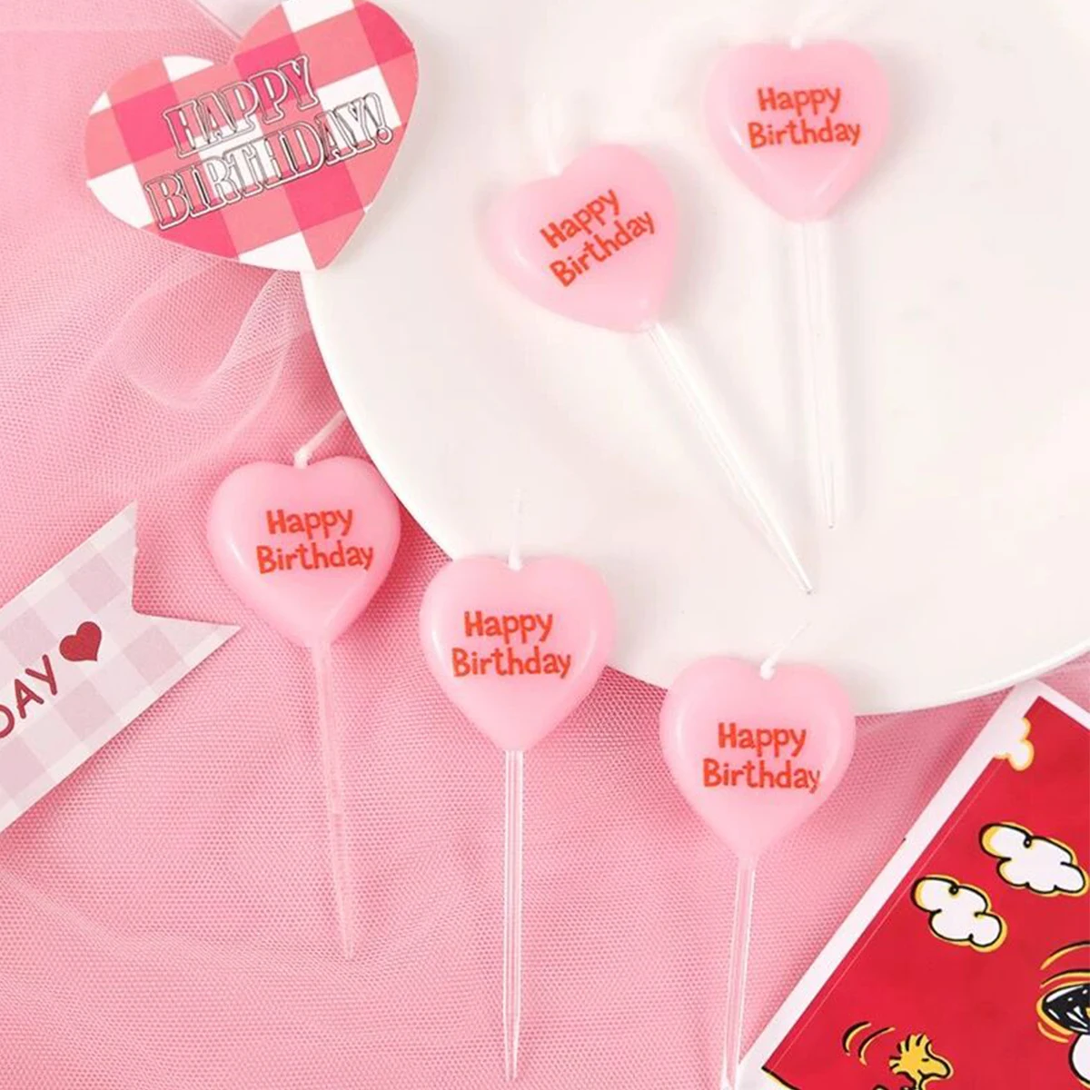 5pcs Cute Heart Shaped Birthda - Zebra Candle Supplies recension och pris