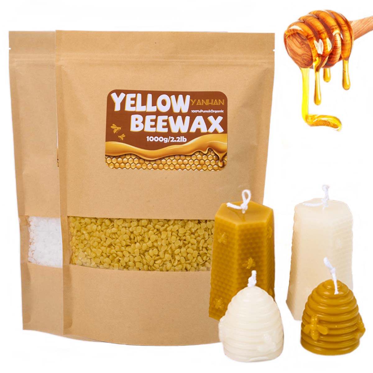 1000g Pure Natural Granular Wh - Candle Supplies Beeswax recension och pris